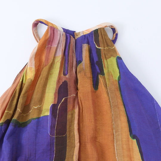 Damen Maxikleid mit hohem Kragen und fließendem Stoff R&B