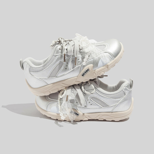 Damen Sportliche Sneaker mit stilvollen Perlenapplikationen und atmungsaktivem Obermaterial R&B