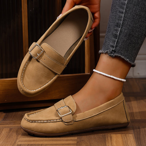 Damen Mokassins mit modischem Schnallen-Design und komfortabler Sohle R&B