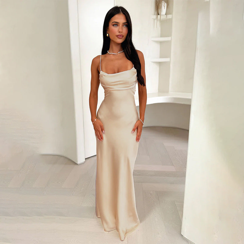 Damen Elegantes Maxikleid mit raffiniertem Cowl-Ausschnitt