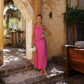 Damen Elegantes Maxikleid mit schmalen Trägern und seitlichem Schlitz R&B