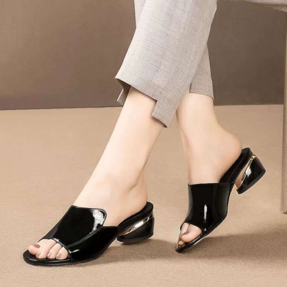 Damen Elegante Mules mit glänzendem Absatz R&B