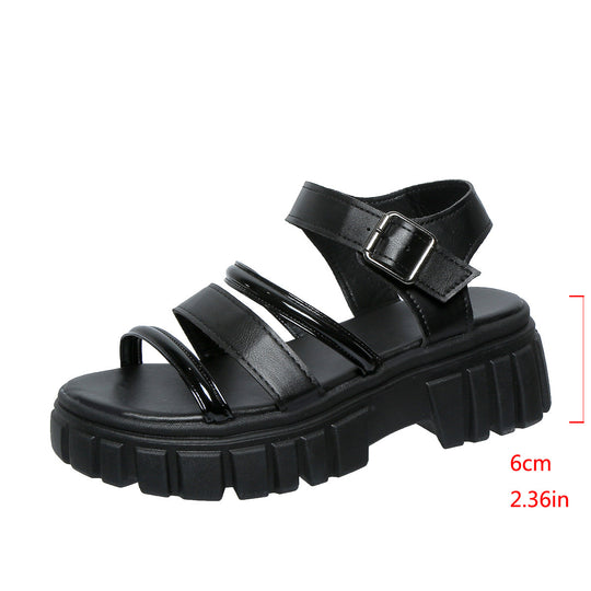 Damen modische Chunky Sandalen mit verstellbarem Riemen und komfortabler Sohle R&B