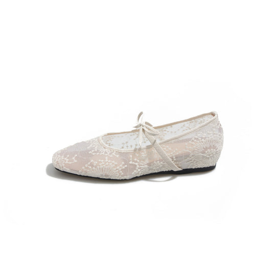 Damen Ballerinas mit zartem Spitzen-Design und eleganter Schleifenverzierung R&B