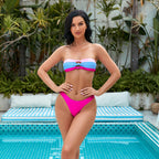 Damen Bandeau-Bikini mit modischem Knoten und hohem Beinausschnitt R&B