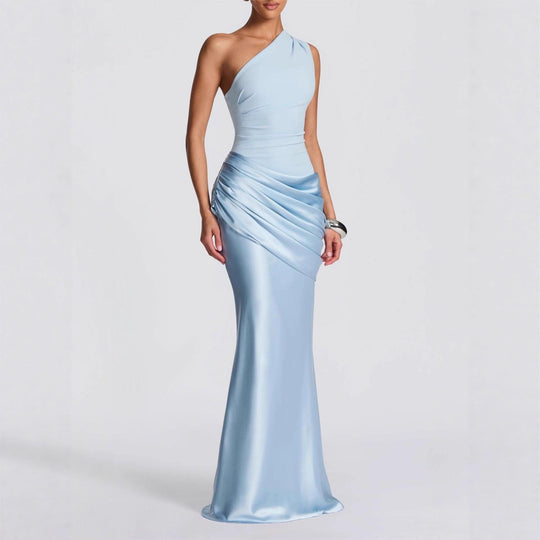 Damen Elegantes One-Shoulder Maxikleid mit raffinierten Drapierungsdetails R&B