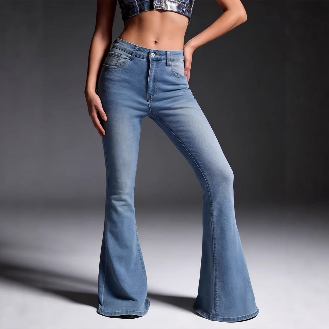 Damen Bootcut Jeans mit hohem Bund und trendiger Waschung R&B