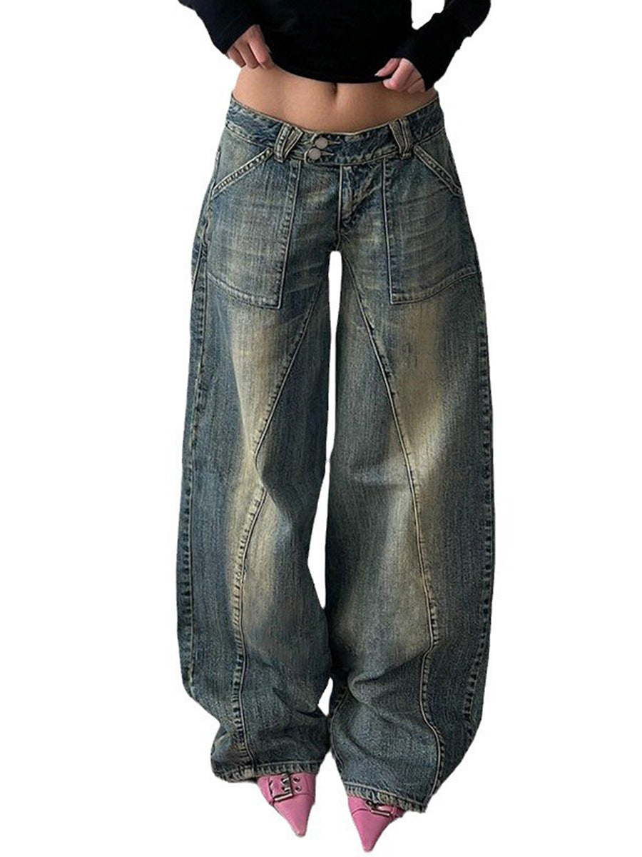 Damen weite Jeans mit lässigem Schnitt und einzigartigem Design R&B