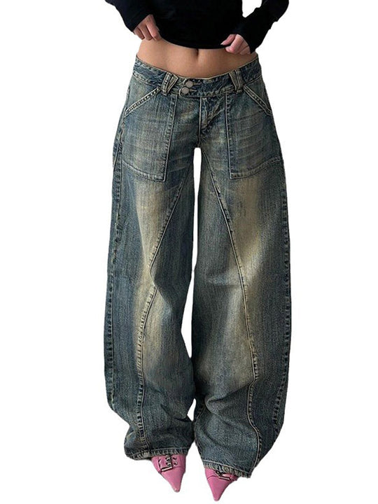 Damen weite Jeans mit lässigem Schnitt und einzigartigem Design R&B
