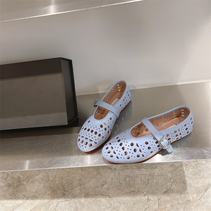 Damen elegante Ballerinas im modischen Lochdesign mit verstellbarem Riemen R&B