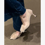 Damen elegante High Heel Schuhe mit luxuriösem Fellbesatz R&B
