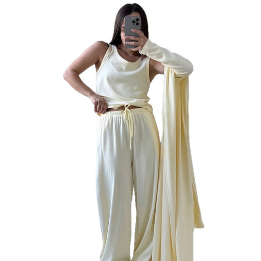 Damen Loungewear-Kombination mit weitem Schnitt und cropped Oberteil R&B