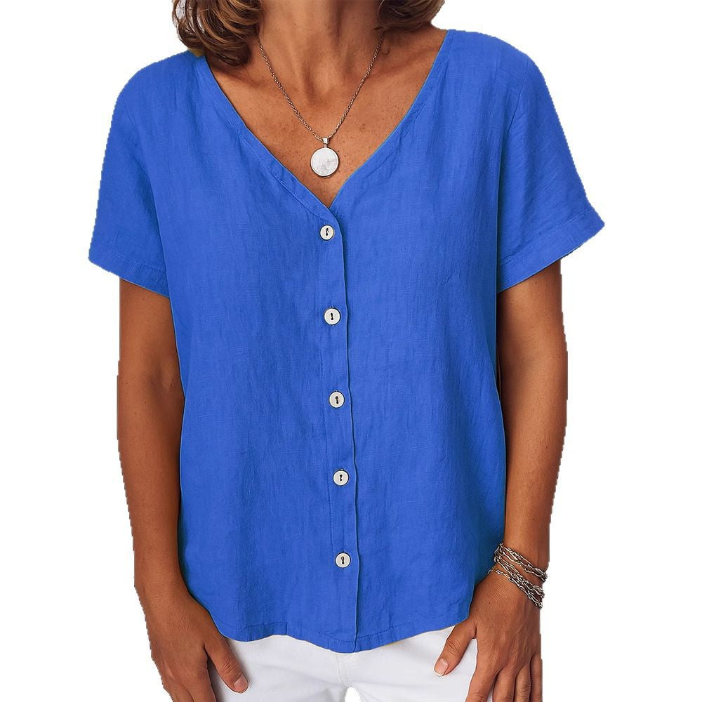 Damen Leinenbluse mit Knopfdetails R&B