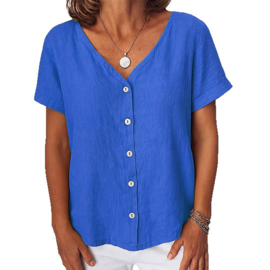 Damen Leinenbluse mit Knopfdetails R&B