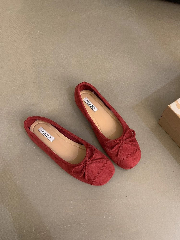 Damen bequeme Ballerinas mit dekorativem Schleifenakzent und elastischem Fußbett R&B