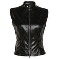Damen Cooles Kunstleder-Top mit hohem Kragen R&B