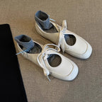 Damen Ballettschuhe mit elastischem Knöchelschutz und dekorativem Schleifenverschluss R&B