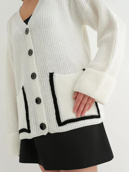 Damen Grobstrick-Cardigan mit praktischen Taschen und modernen Knöpfen R&B