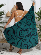 Damen eleganter Wickelsarong mit modernem Muster R&B