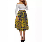 Damen Midirock mit einzigartigem floralem Print und elastischem Bund R&B