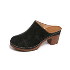 Damen Casual Clogs mit komfortablem Absatz und edlem Wildleder R&B