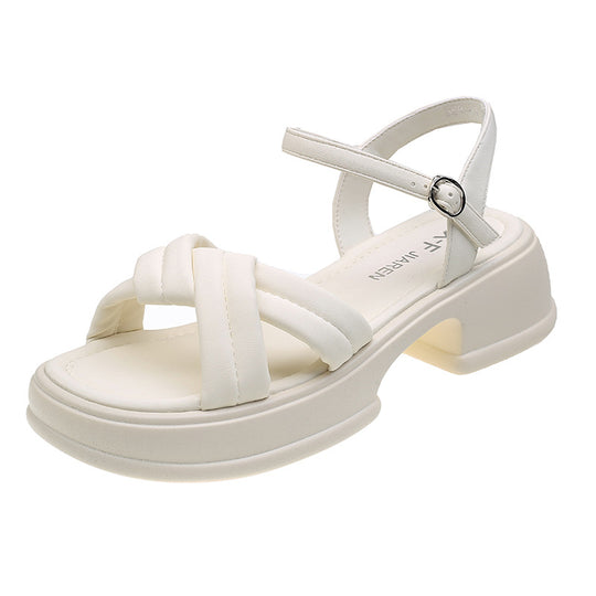 Damen Sandalen mit elegantem Kreuzriemen und komfortablem Blockabsatz R&B