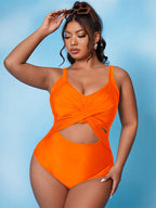 Damen Einteiliger Badeanzug mit stylischem Wickelschnitt und trendigen Cut-Out