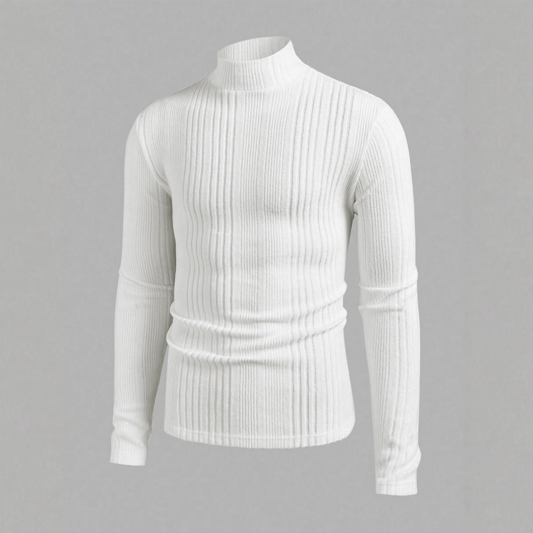 Herren Strickpullover mit hohem Kragen und Rippstruktur R&B