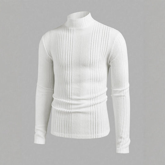 Herren Strickpullover mit hohem Kragen und Rippstruktur R&B