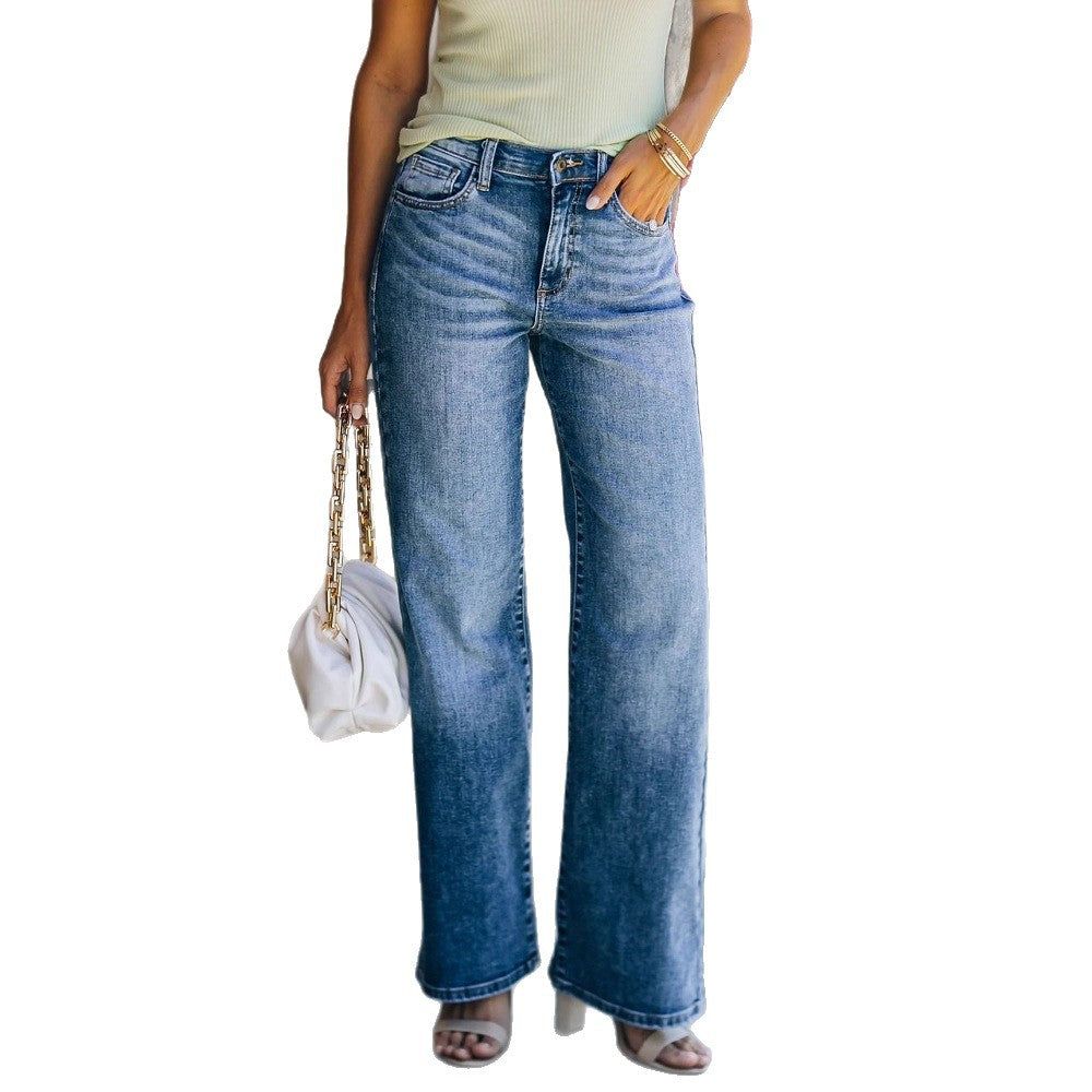 Damen Hight-Waist Jeans im lässigen Wide-Leg Schnitt R&B