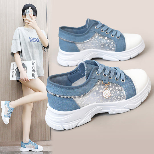 Damen Sneaker mit transparenten Einsätzen und modischem Reißverschluss R&B