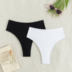 Damen Hochtaillierte Bikini-Hose mit elegantem Rüschendesign R&B