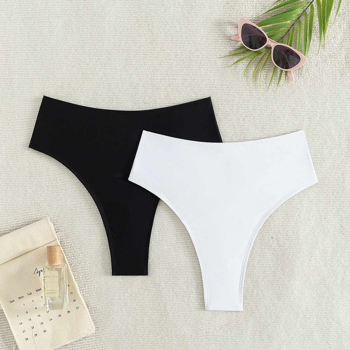 Damen Hochtaillierte Bikini-Hose mit elegantem Rüschendesign R&B