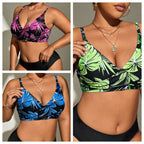 Damen Bikini-Top mit tiefem V-Ausschnitt und floralem Design R&B