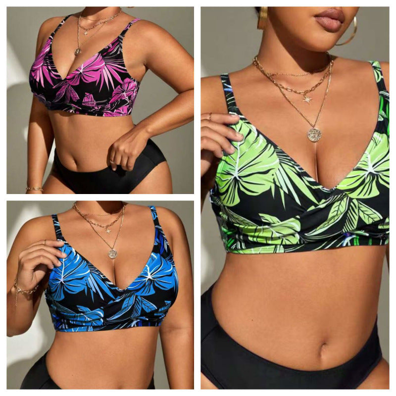 Damen Bikini-Top mit tiefem V-Ausschnitt und floralem Design R&B