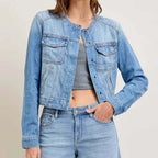 Damen Denim-Jeansjacke mit lässiger Passform und modernen Details R&B