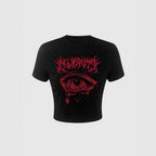Damen Crop-T-Shirt mit künstlerischem Grafikdesign und auffälligem Statementdruck R&B