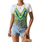 Damen gehäkeltes Crop-Top mit Fransen R&B