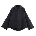 Damen minimalistische Übergangsjacke mit hohem Kragen R&B