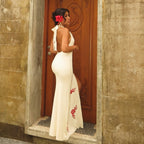 Damen Elegantes Maxikleid mit floralem Print und transparentem Schlitz R&B