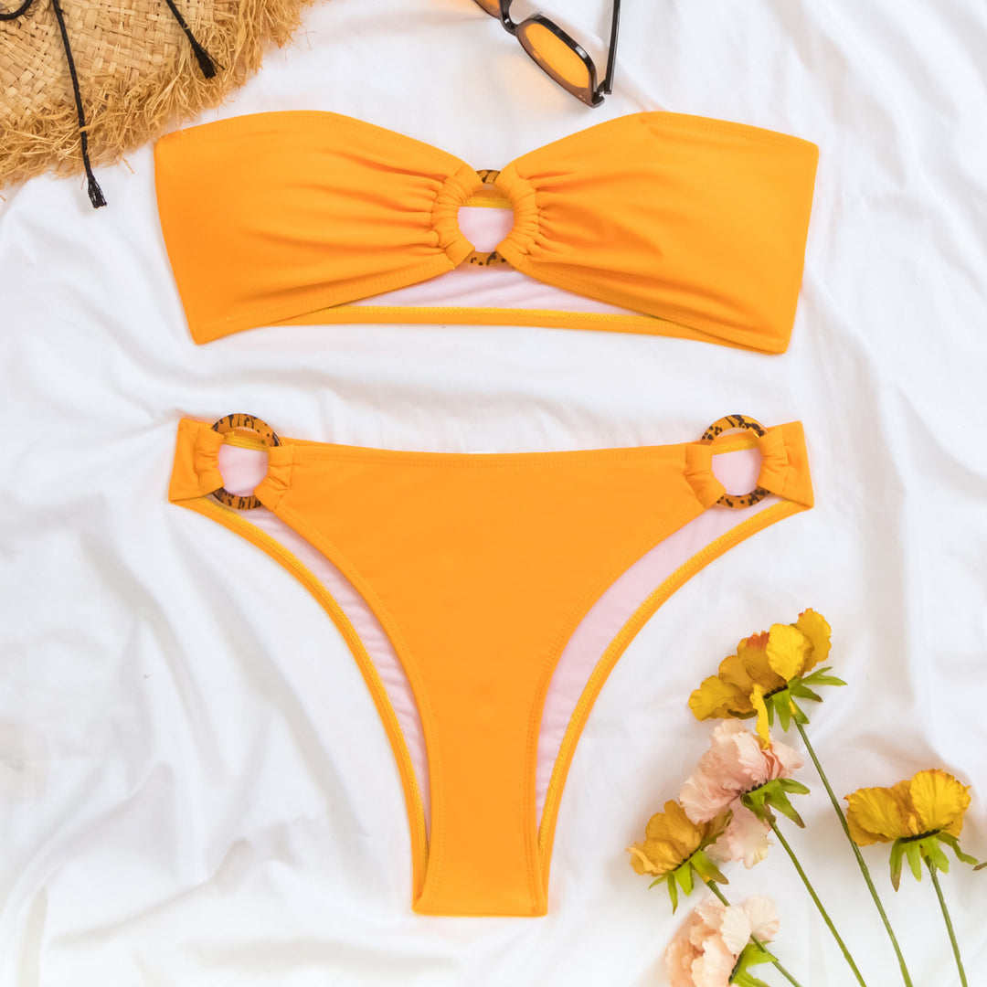 Damen Bandeau-Bikini mit modischen Ringdetails R&B