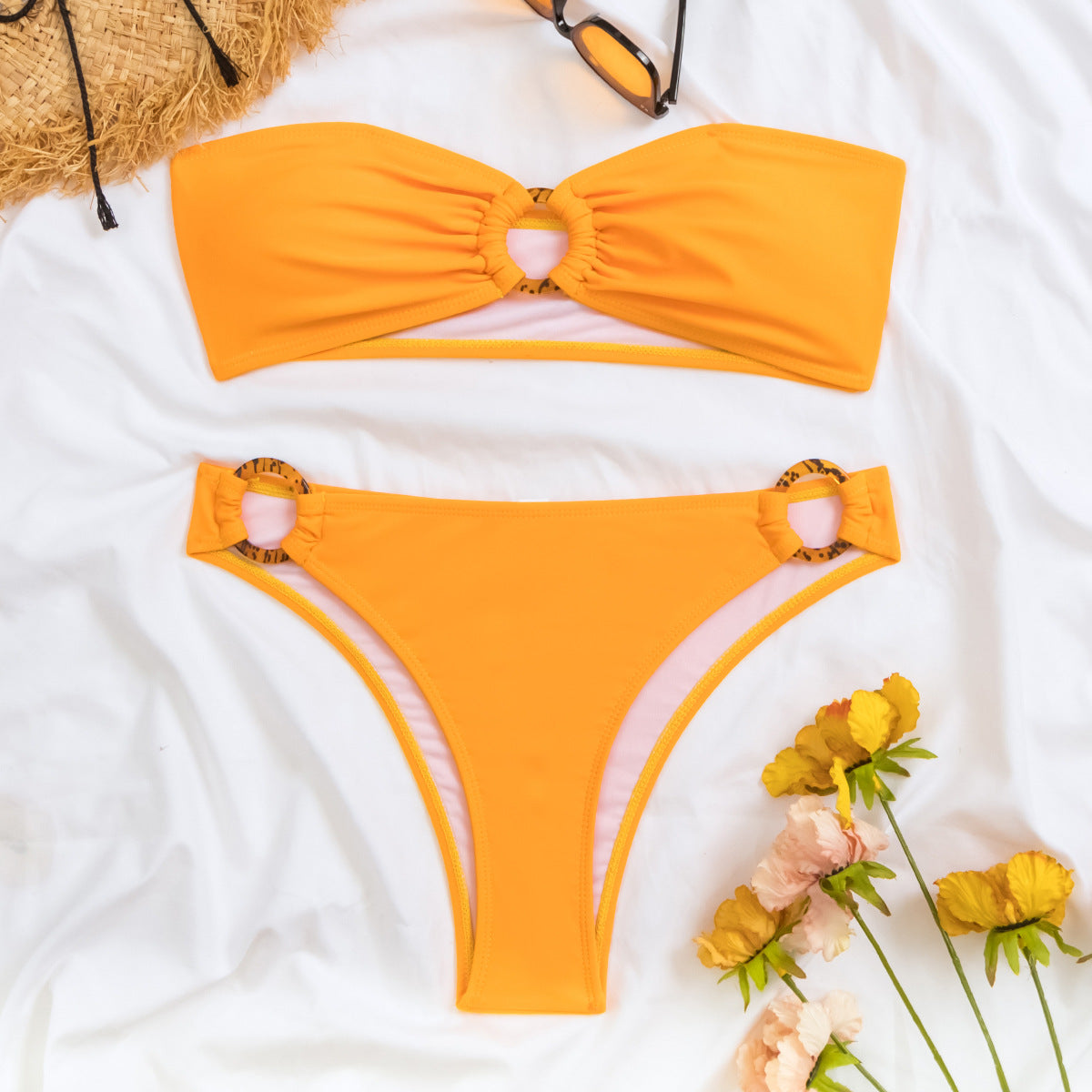 Damen Bandeau-Bikini mit modischen Ringdetails R&B