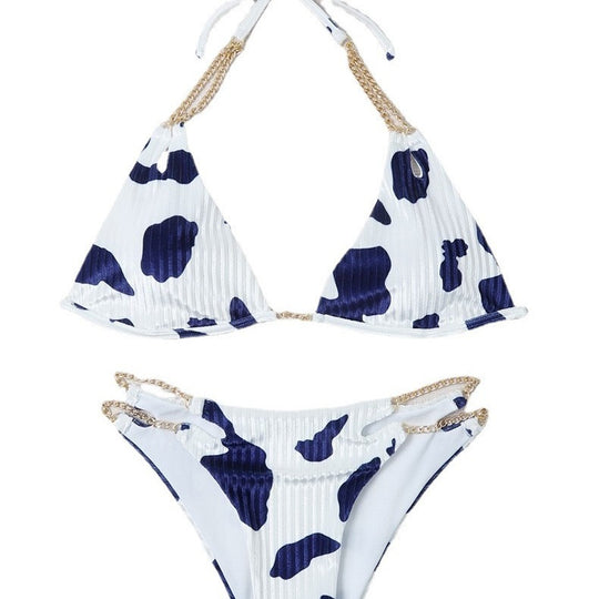 Damen Triangel-Bikini mit goldenen Ketten-Details R&B