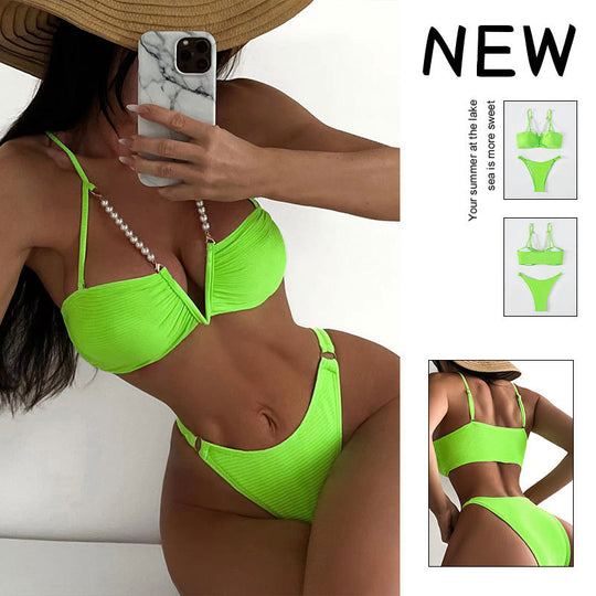 Damen raffinierter Bikinis mit Perlenakzenten R&B