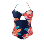 Damen Einteiliger Badeanzug mit floralem Cut-Out-Design R&B