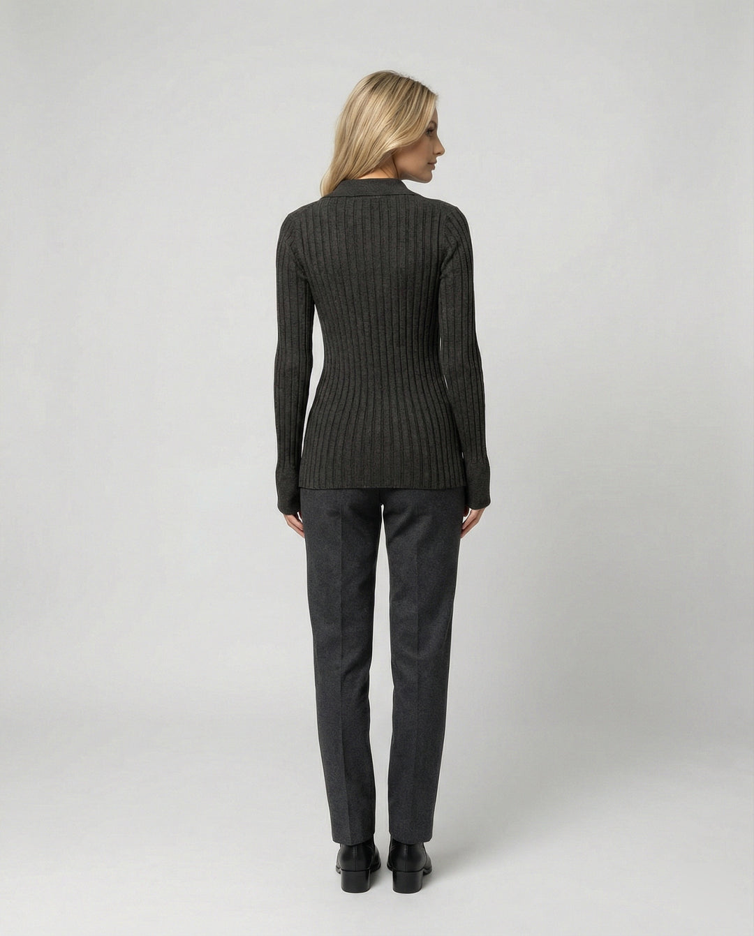 Damen Polo-Strickpullover aus ultrafeiner Wolle, dick und weich