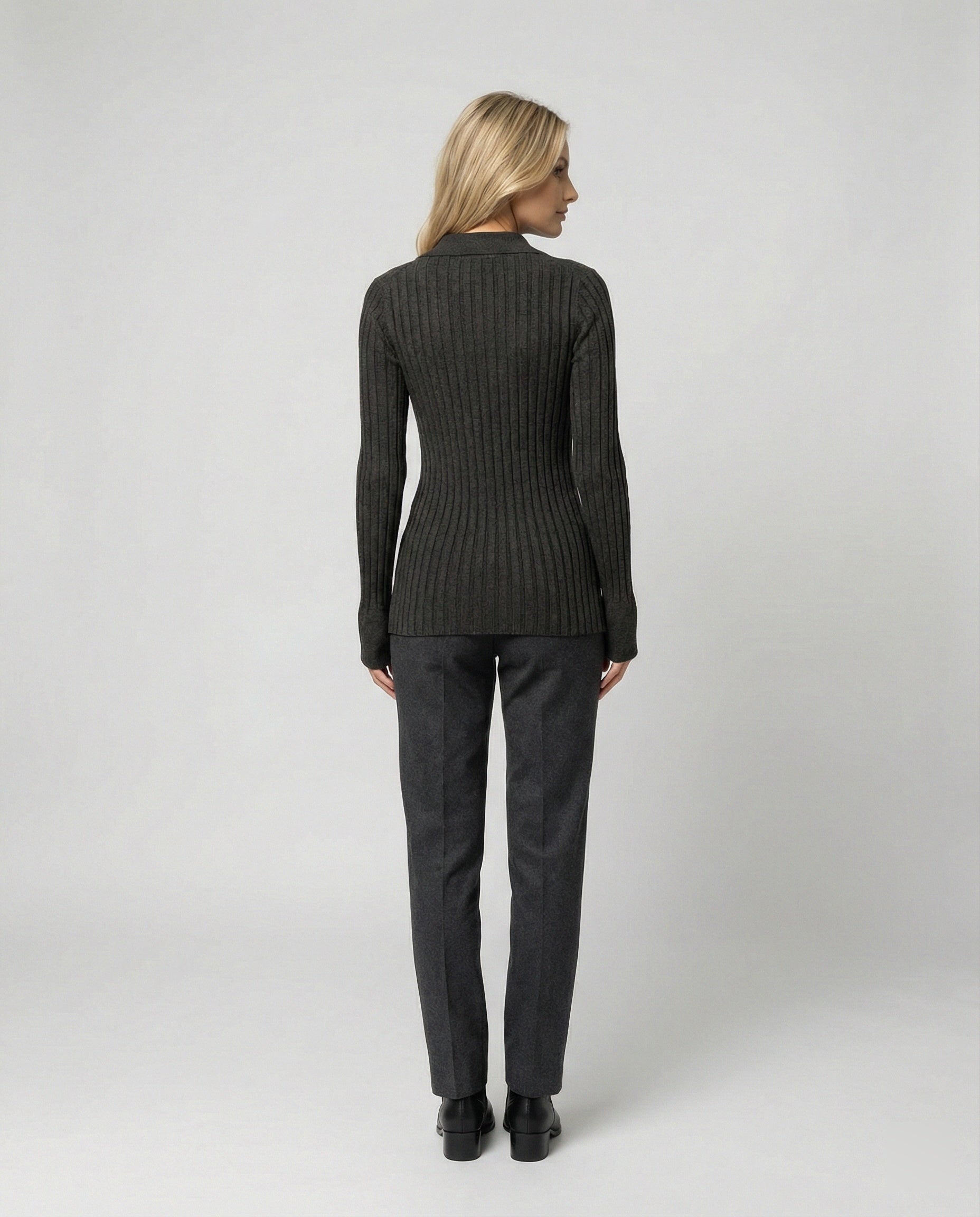 Damen Polo-Strickpullover aus ultrafeiner Wolle, dick und weich