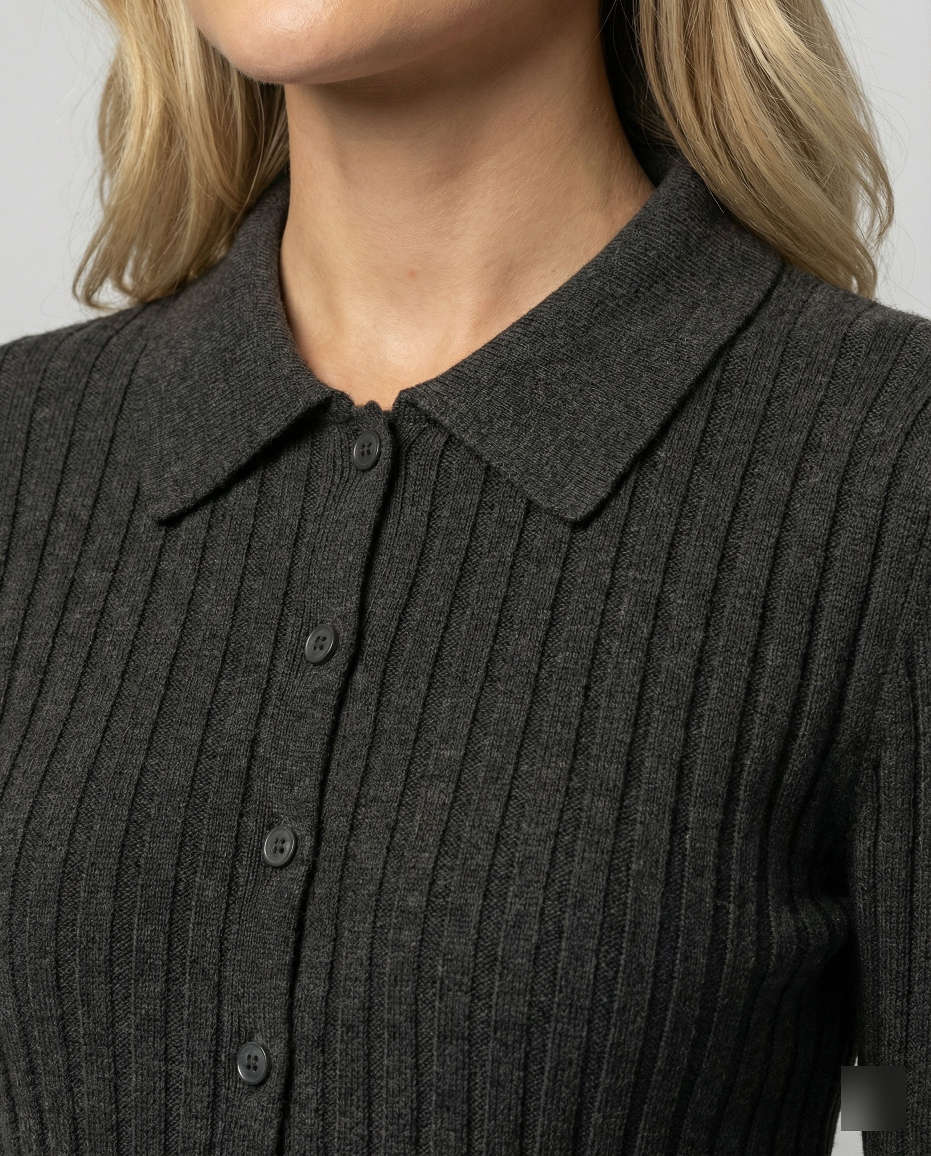 Damen Polo-Strickpullover aus ultrafeiner Wolle, dick und weich
