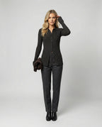 Damen Polo-Strickpullover aus ultrafeiner Wolle, dick und weich