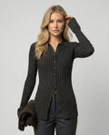 Damen Polo-Strickpullover aus ultrafeiner Wolle, dick und weich